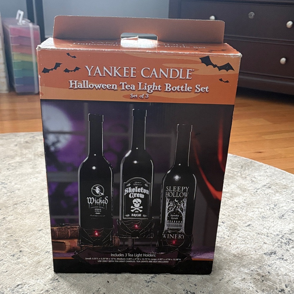 Yankee Candle Halloween Bottle Tea Light Holders - Orange, Black & Purple